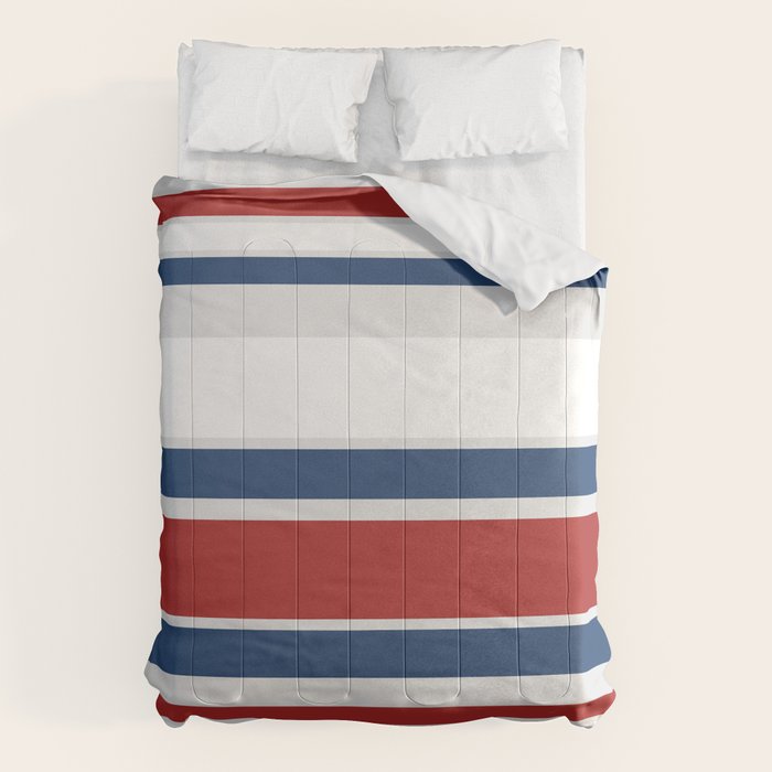 Striped Modern Classic Red White Blue Comforter Gallery Image 6