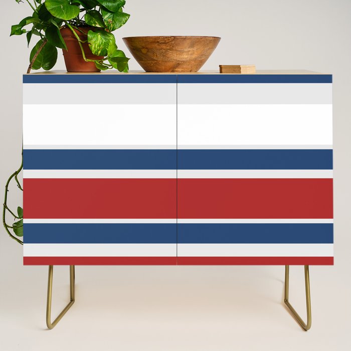 Striped Modern Classic Red White Blue Credenza Gallery Image 1