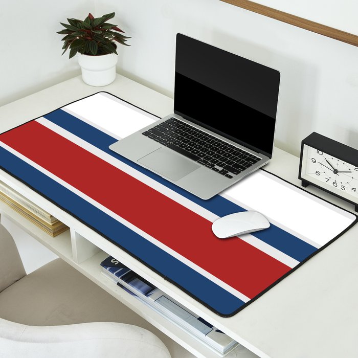 Striped Modern Classic Red White Blue Desk Mat Gallery Image 2
