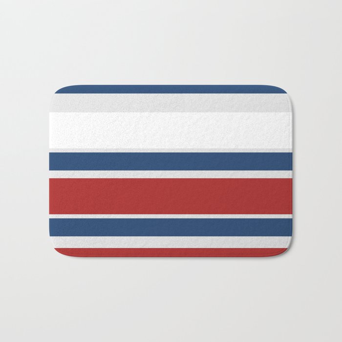 Striped Modern Classic Red White Blue Bath Mat Gallery Image 1