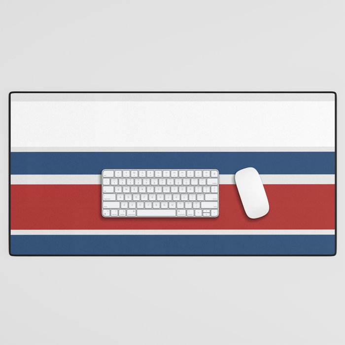 Striped Modern Classic Red White Blue Desk Mat Gallery Image 1