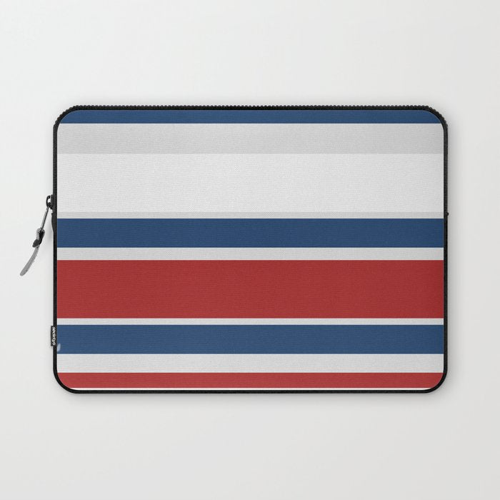 Striped Modern Classic Red White Blue Laptop Sleeve Gallery Image 1