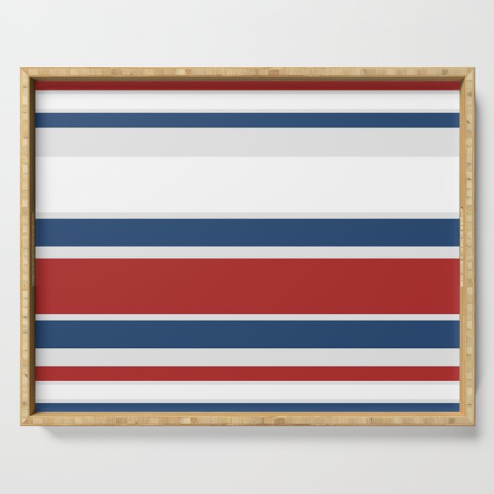 Striped Modern Classic Red White Blue Serving Tray Gallery Image 1