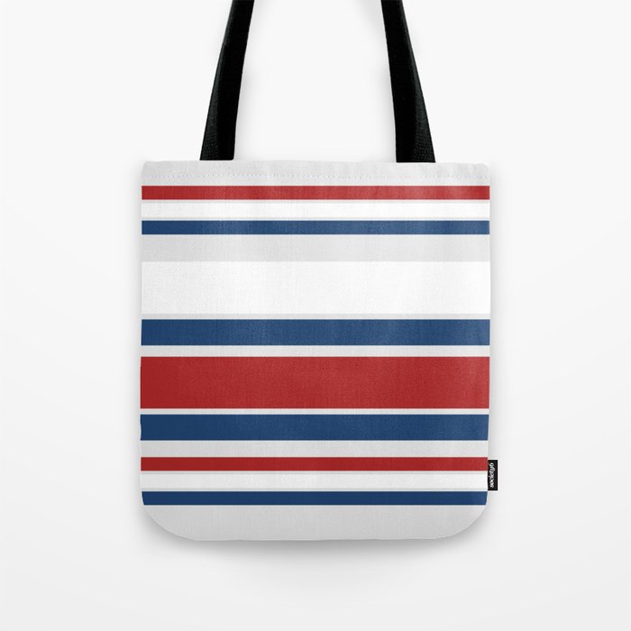 Striped Modern Classic Red White Blue Tote Bag Gallery Image 1