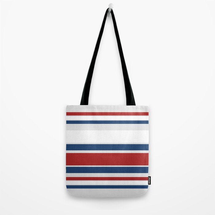 Striped Modern Classic Red White Blue Tote Bag Gallery Image 2
