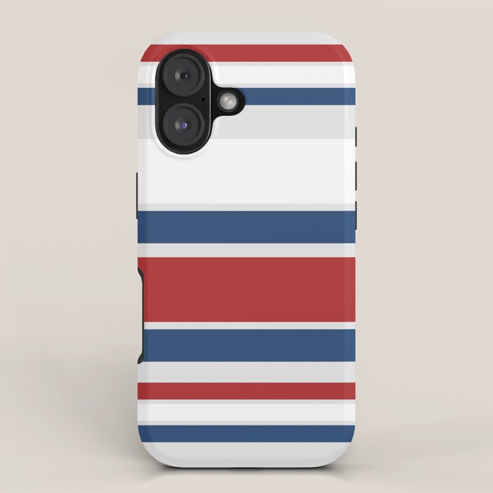 Striped Modern Classic Red White Blue iPhone Case Gallery Image 1