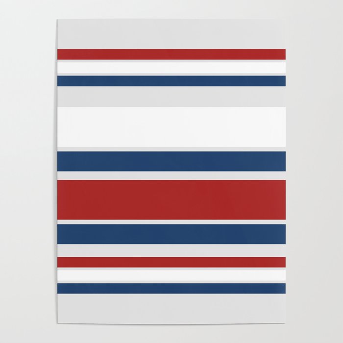Striped Modern Classic Red White Blue Poster Gallery Image 4
