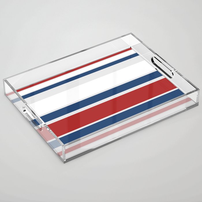 Striped Modern Classic Red White Blue Acrylic Tray Gallery Image 1