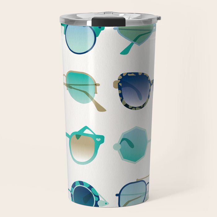 Sunglasses Collection - Turquoise & Navy Palette Travel Mug Gallery Image 1