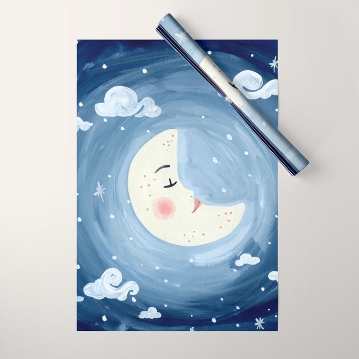 Sleeping Moon Wrapping Paper Gallery Image 1