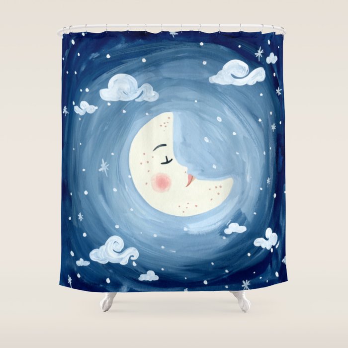 Sleeping Moon Shower Curtain Gallery Image 1