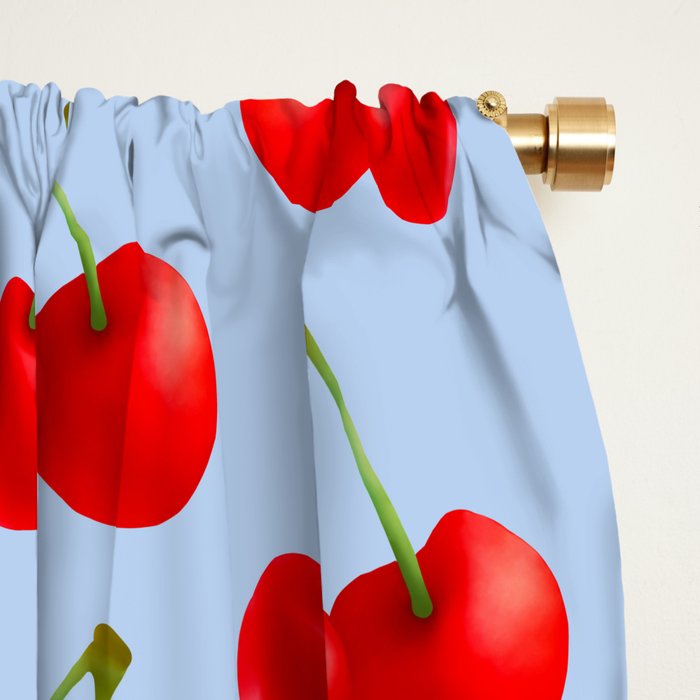 Y2K Cherries - Blue Pattern Large Window Curtain Gallery Image 2