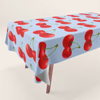 Y2K Cherries - Blue Pattern Large Tablecloth Gallery Image 1