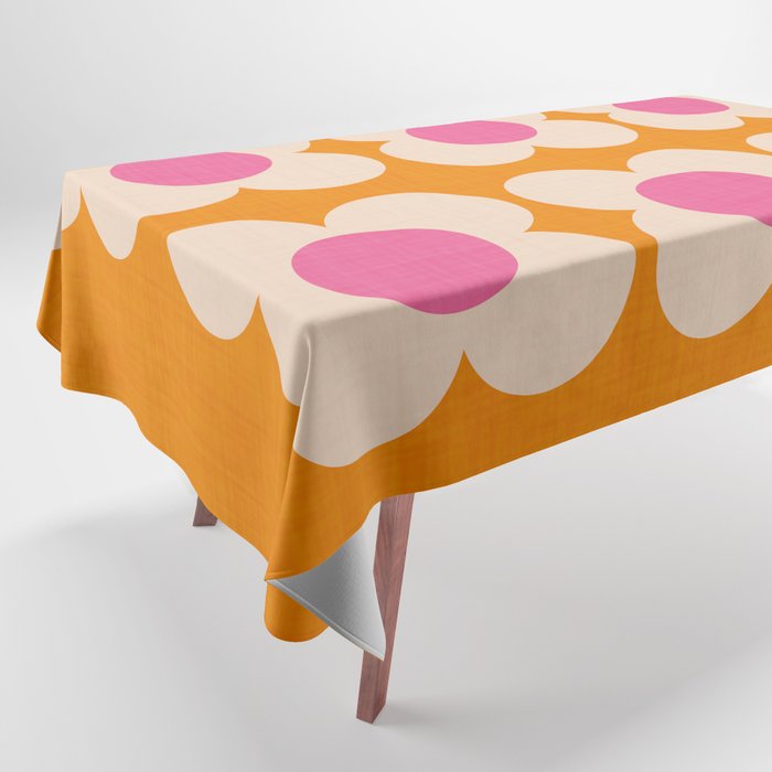 Retro Blossom - orange pink Tablecloth Gallery Image 1