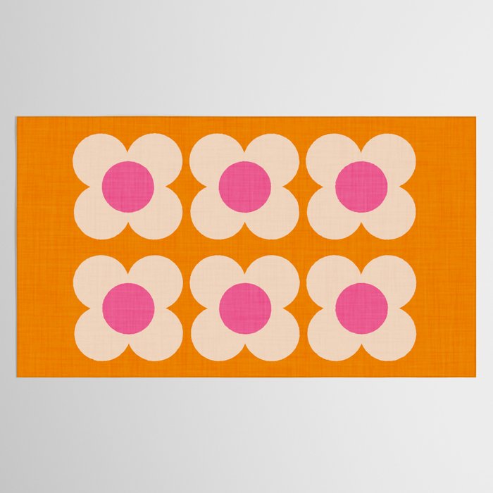 Retro Blossom - orange pink Tablecloth Gallery Image 2