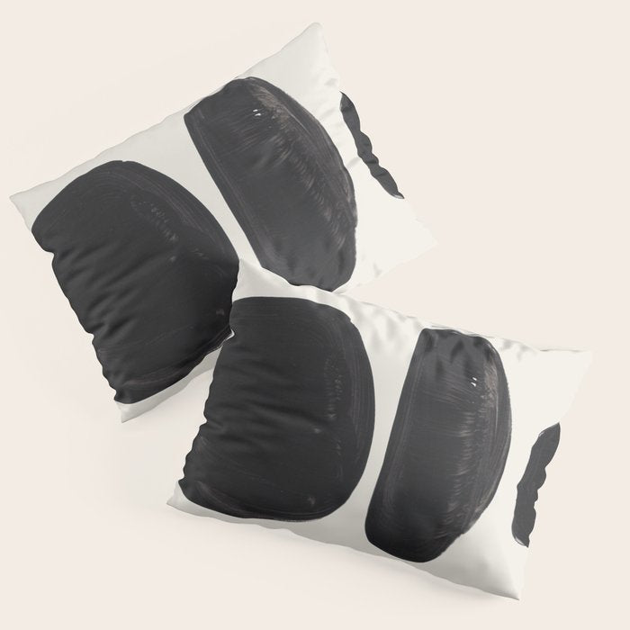 Mid Century Modern Minimalist Abstract Art Brush Strokes Black & White Ink Art Tribal Pebbles Pillow Sham Gallery Image 3