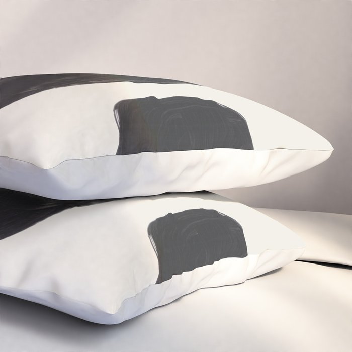 Mid Century Modern Minimalist Abstract Art Brush Strokes Black & White Ink Art Tribal Pebbles Pillow Sham Gallery Image 3