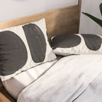 Mid Century Modern Minimalist Abstract Art Brush Strokes Black & White Ink Art Tribal Pebbles Pillow Sham Gallery Image 2