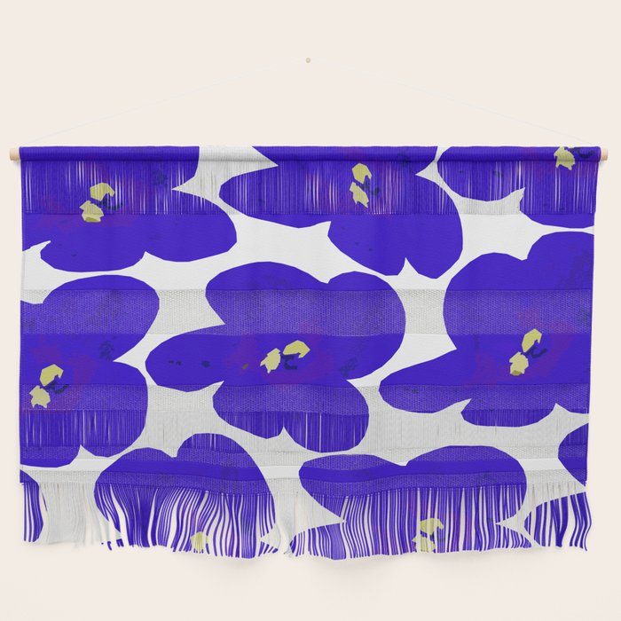 Blue Retro Flowers #decor #society6 #buyart Wall Hanging Gallery Image 1