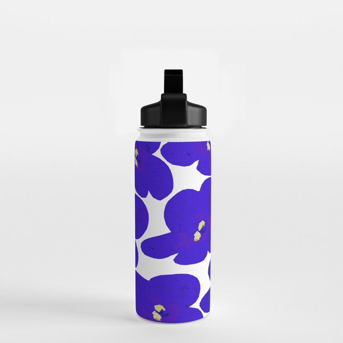 Blue Retro Flowers #decor #society6 #buyart Water Bottle Gallery Image 2