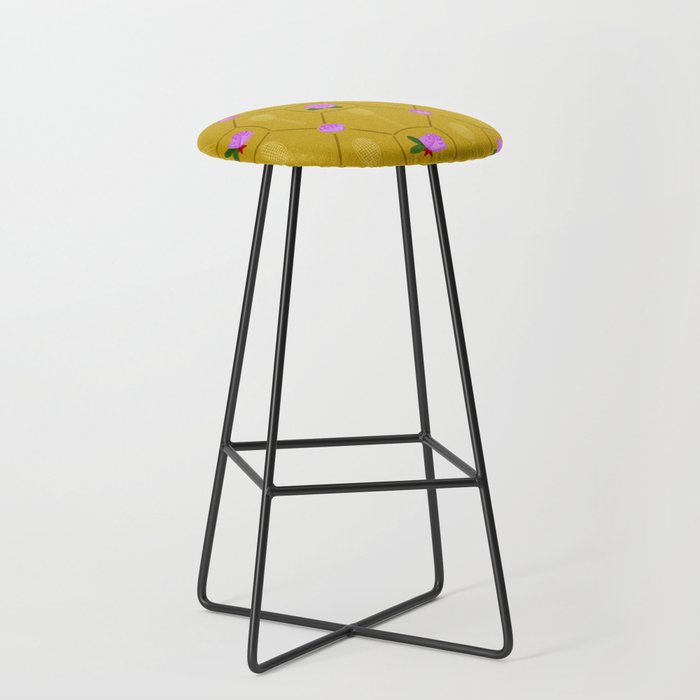 Tennis Rackets & Roses in Ochre & Purple Stool Gallery Image 1