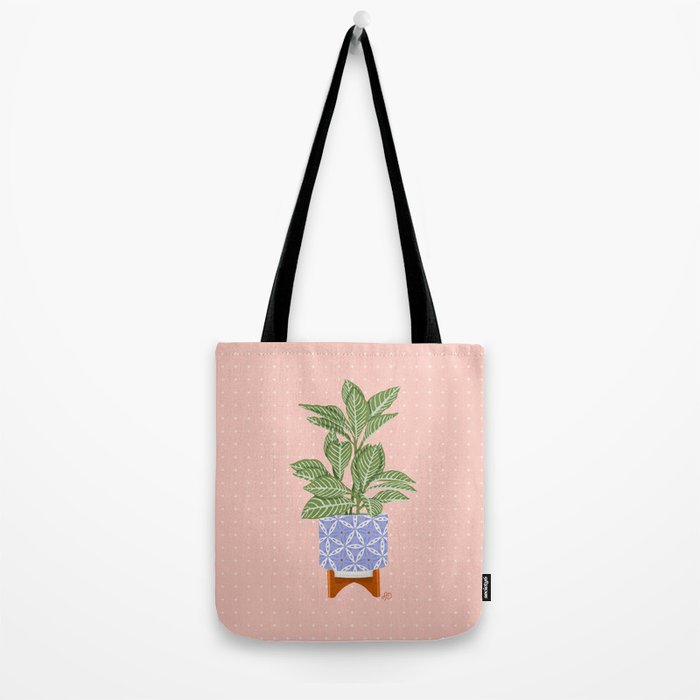 Patterned Pot Plant on Geometric Background Tote Bag Gallery Image 2