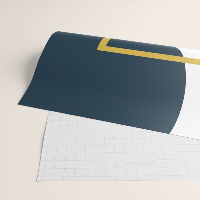 Fusion Minimalist Geometric Abstract in Mustard Yellow, Navy Blue, and White Wrapping Paper Gallery Image 2