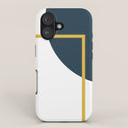 Fusion Minimalist Geometric Abstract in Mustard Yellow, Navy Blue, and White iPhone Case Gallery Image 1
