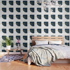 Fusion Minimalist Geometric Abstract in Mustard Yellow, Navy Blue, and White Wallpaper Gallery Image 3