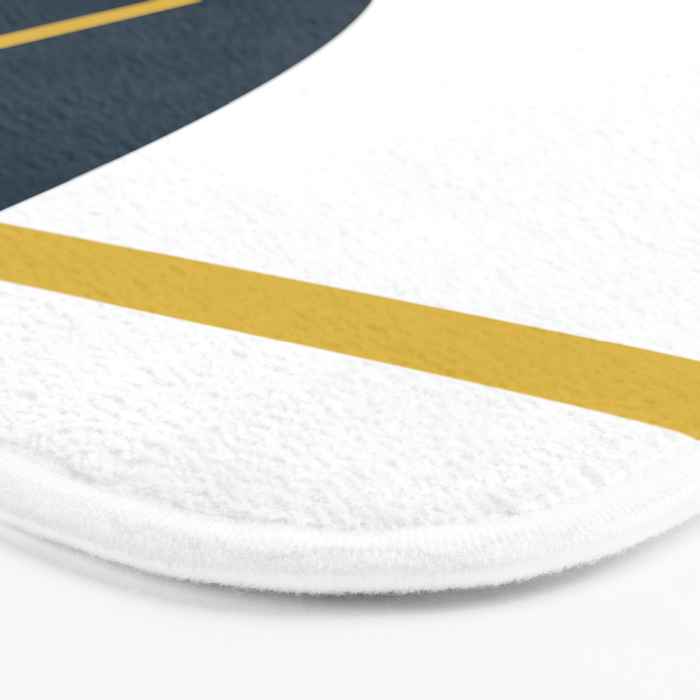 Fusion Minimalist Geometric Abstract in Mustard Yellow, Navy Blue, and White Bath Mat Gallery Image 3