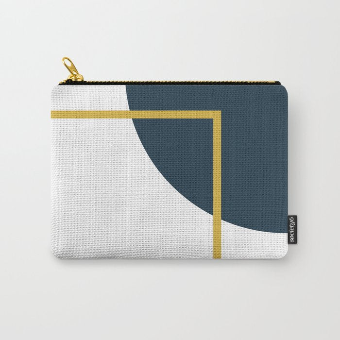 Fusion Minimalist Geometric Abstract in Mustard Yellow, Navy Blue, and White Carry All Pouch Gallery Image 1