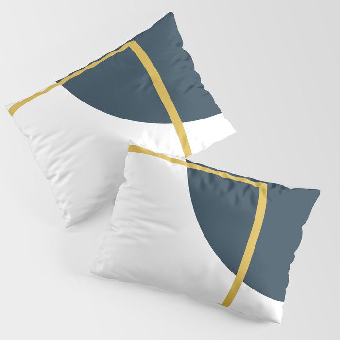 Fusion Minimalist Geometric Abstract in Mustard Yellow, Navy Blue, and White Pillow Sham Gallery Image 3