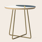 Fusion Minimalist Geometric Abstract in Mustard Yellow, Navy Blue, and White Side Table Gallery Image 1