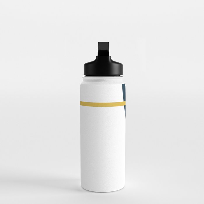 Fusion Minimalist Geometric Abstract in Mustard Yellow, Navy Blue, and White Water Bottle Gallery Image 3