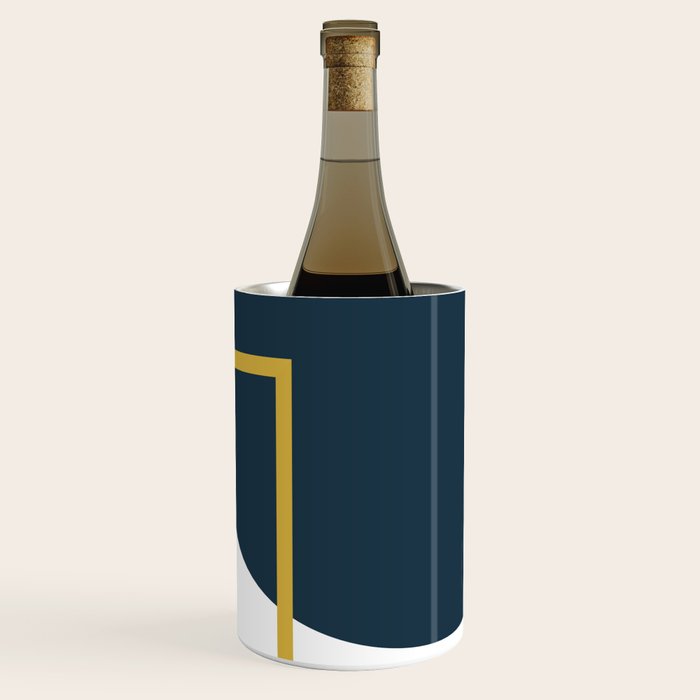 Fusion Minimalist Geometric Abstract in Mustard Yellow, Navy Blue, and White Wine Chiller Gallery Image 3