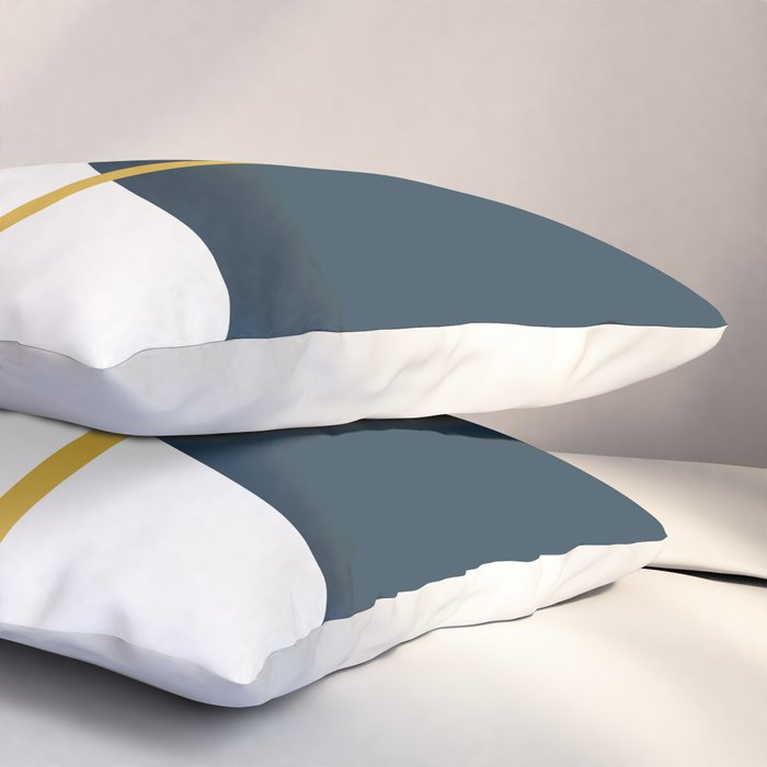 Fusion Minimalist Geometric Abstract in Mustard Yellow, Navy Blue, and White Pillow Sham Gallery Image 3