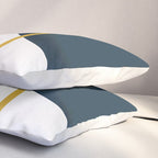 Fusion Minimalist Geometric Abstract in Mustard Yellow, Navy Blue, and White Pillow Sham Gallery Image 3