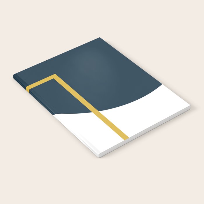 Fusion Minimalist Geometric Abstract in Mustard Yellow, Navy Blue, and White Notebook Gallery Image 1