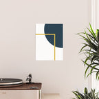 Fusion Minimalist Geometric Abstract in Mustard Yellow, Navy Blue, and White Poster Gallery Image 2