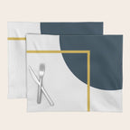 Fusion Minimalist Geometric Abstract in Mustard Yellow, Navy Blue, and White Placemat Gallery Image 1