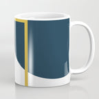 Fusion Minimalist Geometric Abstract in Mustard Yellow, Navy Blue, and White Coffee Mug Gallery Image 1
