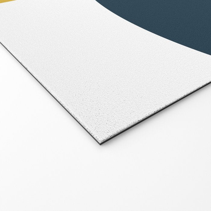 Fusion Minimalist Geometric Abstract in Mustard Yellow, Navy Blue, and White Welcome Mat Gallery Image 2