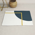 Fusion Minimalist Geometric Abstract in Mustard Yellow, Navy Blue, and White Rug Gallery Image 1