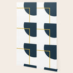 Fusion Minimalist Geometric Abstract in Mustard Yellow, Navy Blue, and White Wallpaper Gallery Image 2