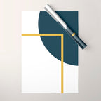 Fusion Minimalist Geometric Abstract in Mustard Yellow, Navy Blue, and White Wrapping Paper Gallery Image 1