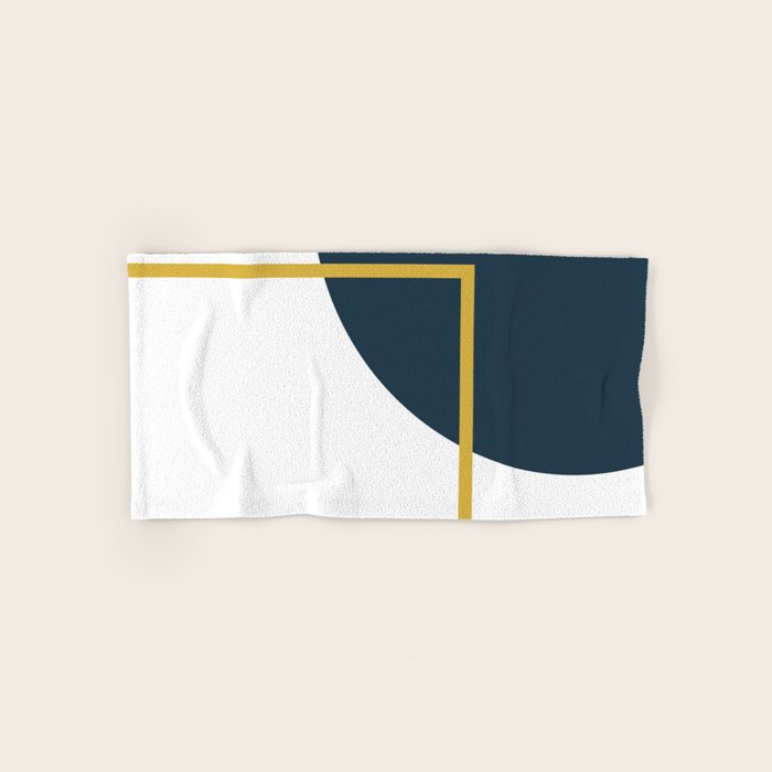 Fusion Minimalist Geometric Abstract in Mustard Yellow, Navy Blue, and White Towels Gallery Image 1