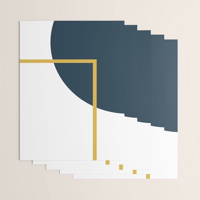 Fusion Minimalist Geometric Abstract in Mustard Yellow, Navy Blue, and White Wrapping Paper Gallery Image 3
