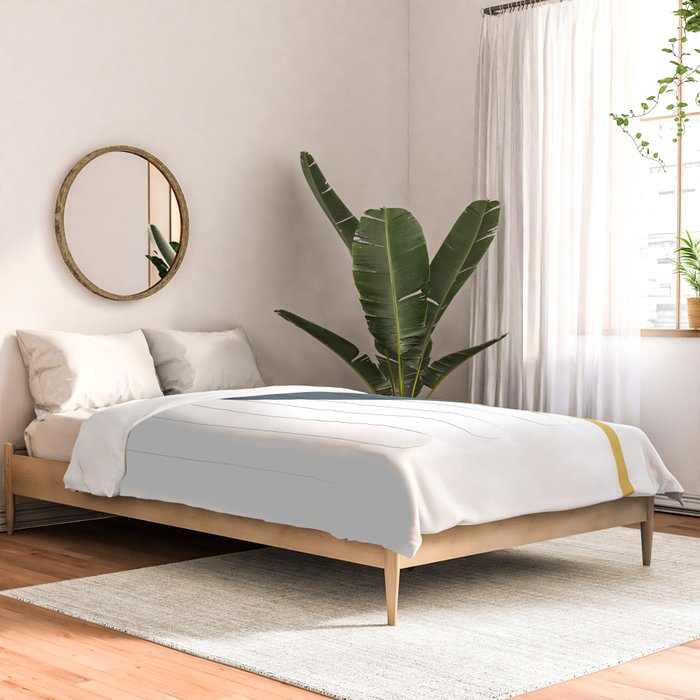 Fusion Minimalist Geometric Abstract in Mustard Yellow, Navy Blue, and White Comforter Gallery Image 2