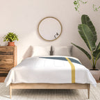 Fusion Minimalist Geometric Abstract in Mustard Yellow, Navy Blue, and White Comforter Gallery Image 3