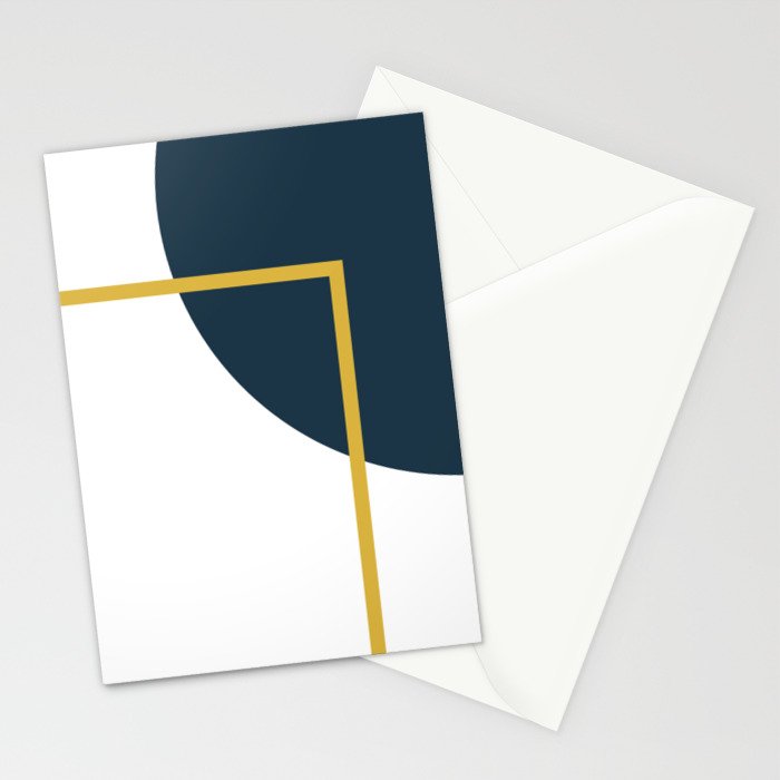 Fusion Minimalist Geometric Abstract in Mustard Yellow, Navy Blue, and White Stationery Card Gallery Image 2